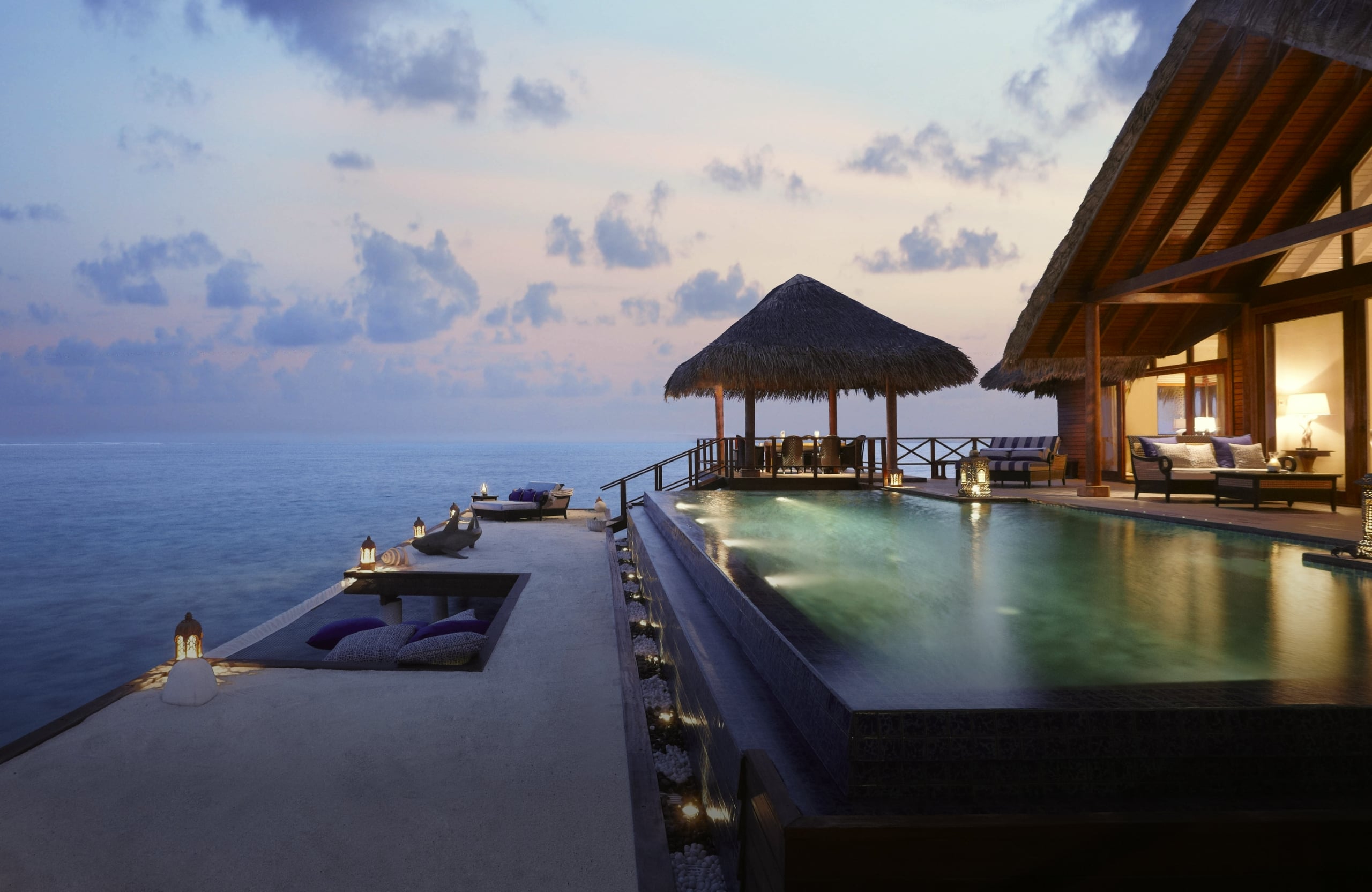 The terrace of a hotel near the sea